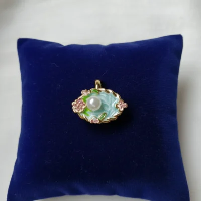 Enamel & Pearl Floral Eye Amulet Pendant/Ring | Hand-Painted Gold-Plated Jewelry