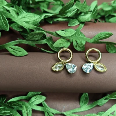 Elegant Gold-Plated Crystal Stud Earrings for Women | Lightweight Daily Wear Diamond Look | Perfect Gift for Her
