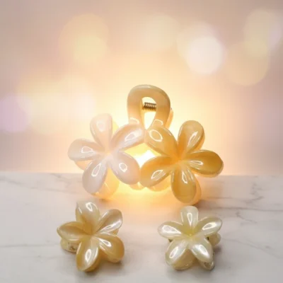 Premium Plumeria Flower Hair Clips – Elegant & Durable Pearlized Claw Clips
