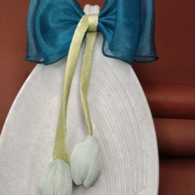 Luxurious Silk Bow Hair Clip with Elegant Tassel Detail Perfect for Wedding, Party & Daily Wear Handcrafted Fashion Accessory for Women & Girls