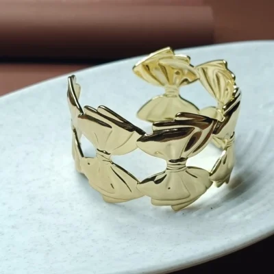 Elegant Gold Bow Bracelet for Women Adjustable Statement Bangle Luxury Tie Knot Jewelry