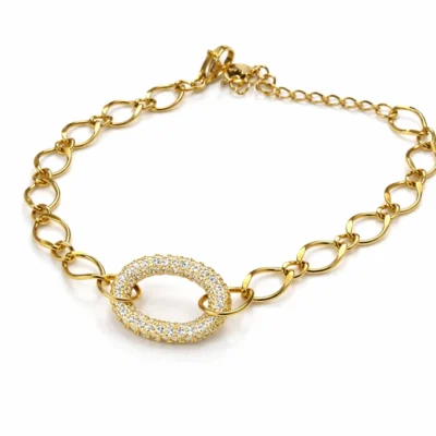 Sparkle & Shine! The Must-Have Gold & Diamond Oval Bracelet