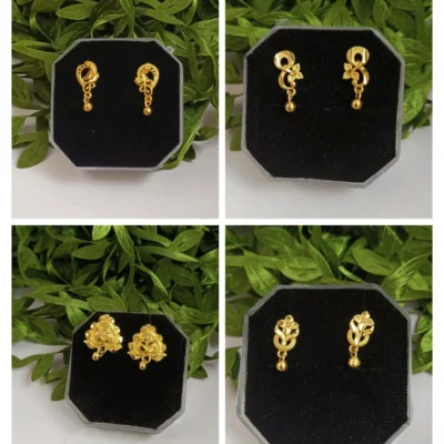 4 Pair Gold Plated Ethnic Drop Earrings Set – Traditional Indian Jewelry Combo with Gift Box for Women and Girls
