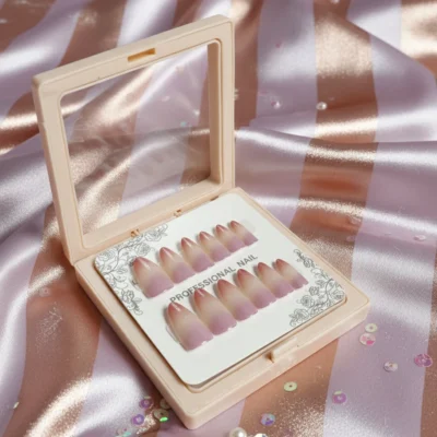 Professional Ombre Press-On Nails – Glitter Pink & Purple DIY Manicure Kit