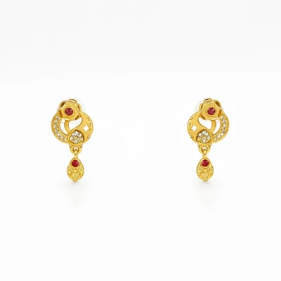 Snehshop™ Gold Earrings Designs for Daily Use 1.5gm Gold Polish, Stylish Lightweight Traditional Stud Earrings for Women & Girls