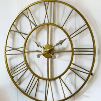 Black Metal Roman Numeral Wall Clock for Living Room, Vintage Round Decorative Wall Clock, Silent Non-Ticking Designer Clock for Home, Bedroom, Hall & Office Décor